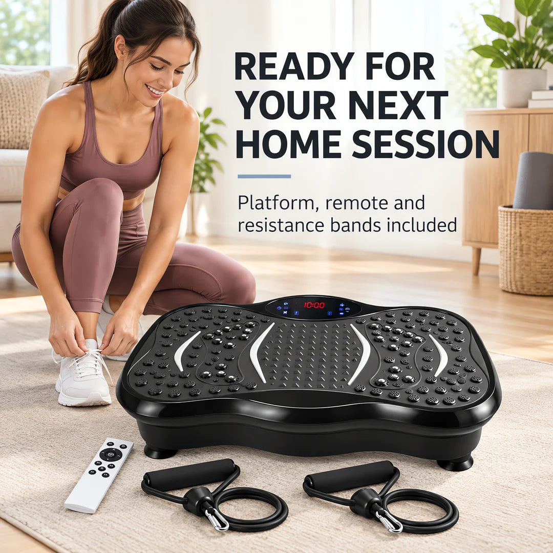 Compact Vibration Plate Exercise Machine With LCD And Resistance Bands