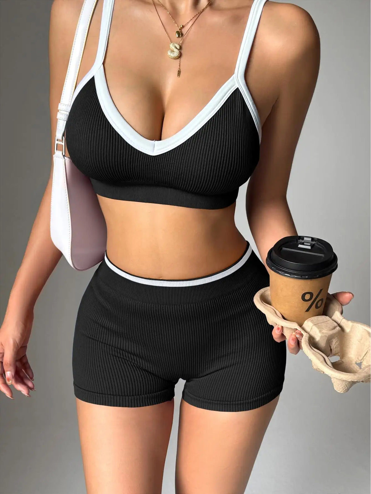 Women's Quick Dry Halter Sports Bra Set for Yoga Fitness