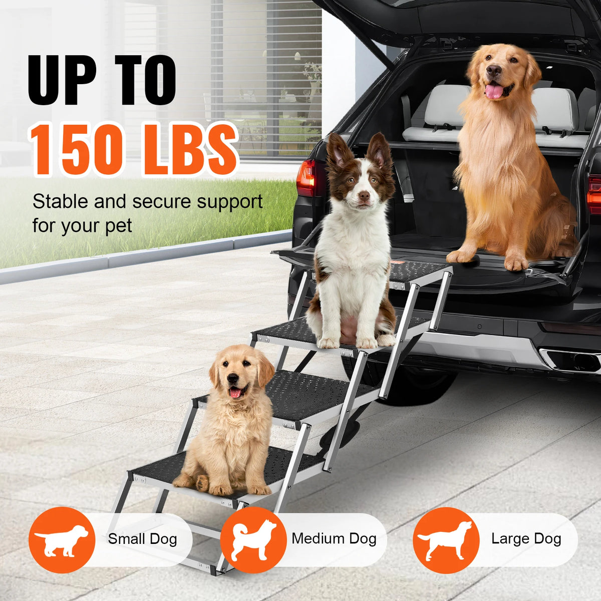 SucceBuy Folding Aluminum Dog Car Steps for Cars and SUVs