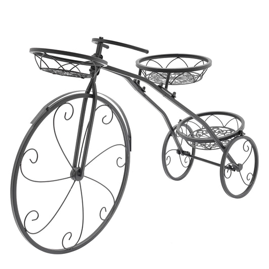 Tricycle Three Tier Iron Plant Stand For Home And Garden Decor