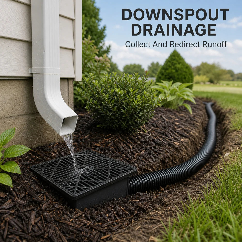Outdoor Drain Catch Basin Kit With Grate And Flexible Pipe