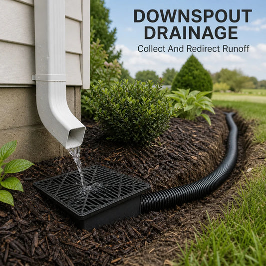Outdoor Drain Catch Basin Kit With Grate And Flexible Pipe