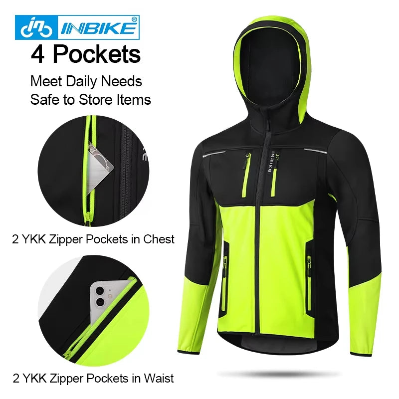 INBIKE Mens Waterproof Windproof Thermal Fleece Cycling Jacket