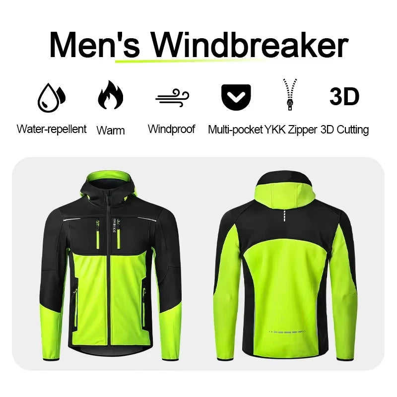 INBIKE Mens Waterproof Windproof Thermal Fleece Cycling Jacket