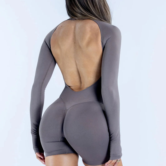NCLAGEN Womens Seamless Long Sleeve Yoga Fitness Jumpsuit