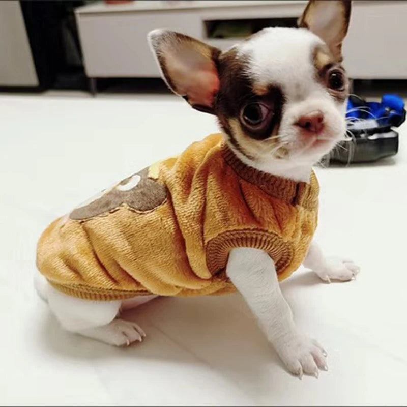 Cute Print Tea Cup Warm Fleece Sweater for Small Dogs