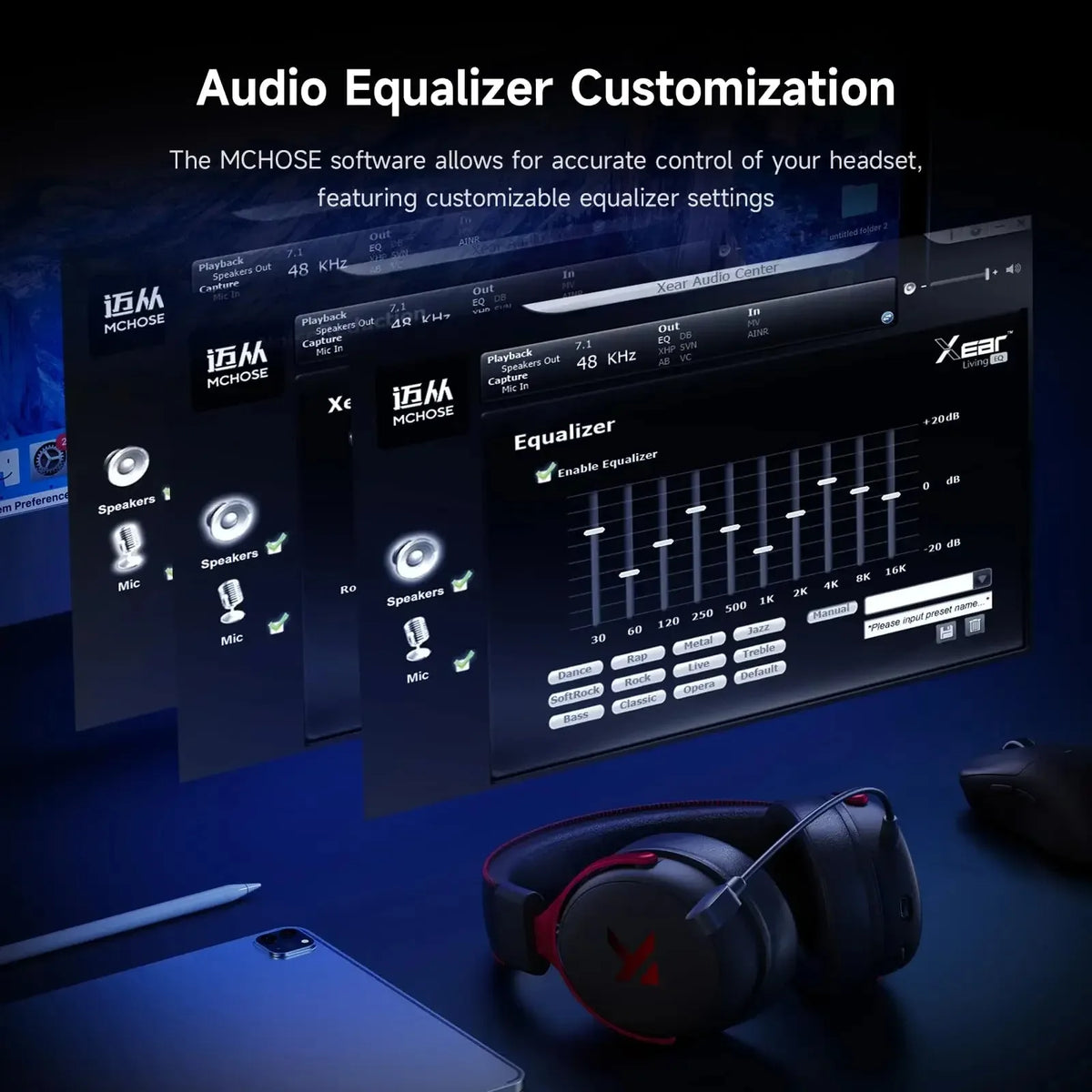 MCHOSE V9 Pro Wireless Gaming Headset 7.1 Surround Noise Canceling