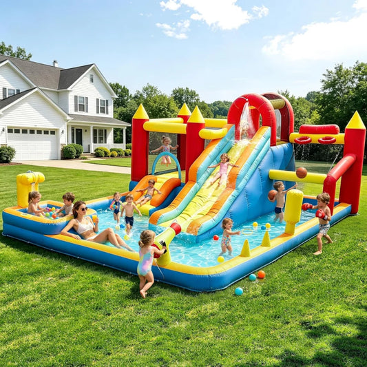 Heavy Duty Inflatable Kids Jump Slide Bouncer With Blower Included