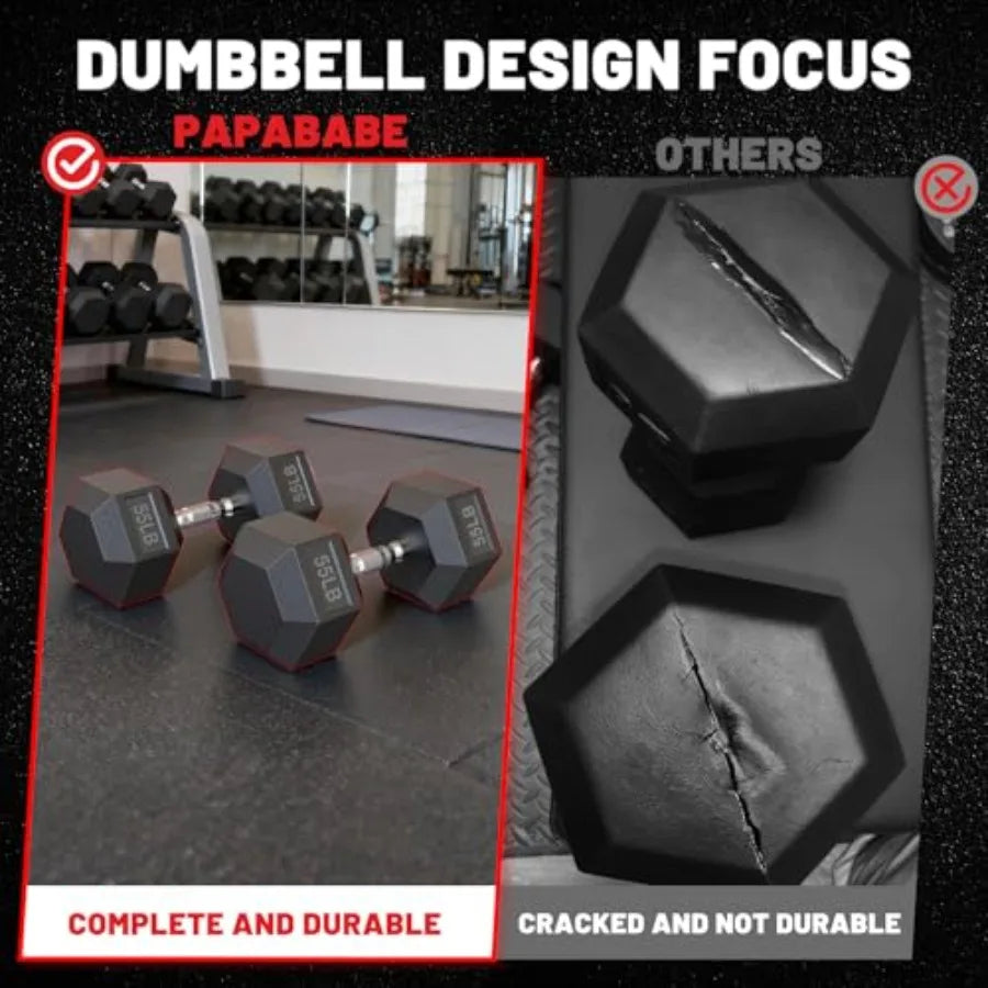 Rubber Encased Hex Dumbbell Set for Home Gym Strength Training