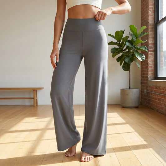 Womens High Waist Wide Leg Yoga Pants With Tummy Control