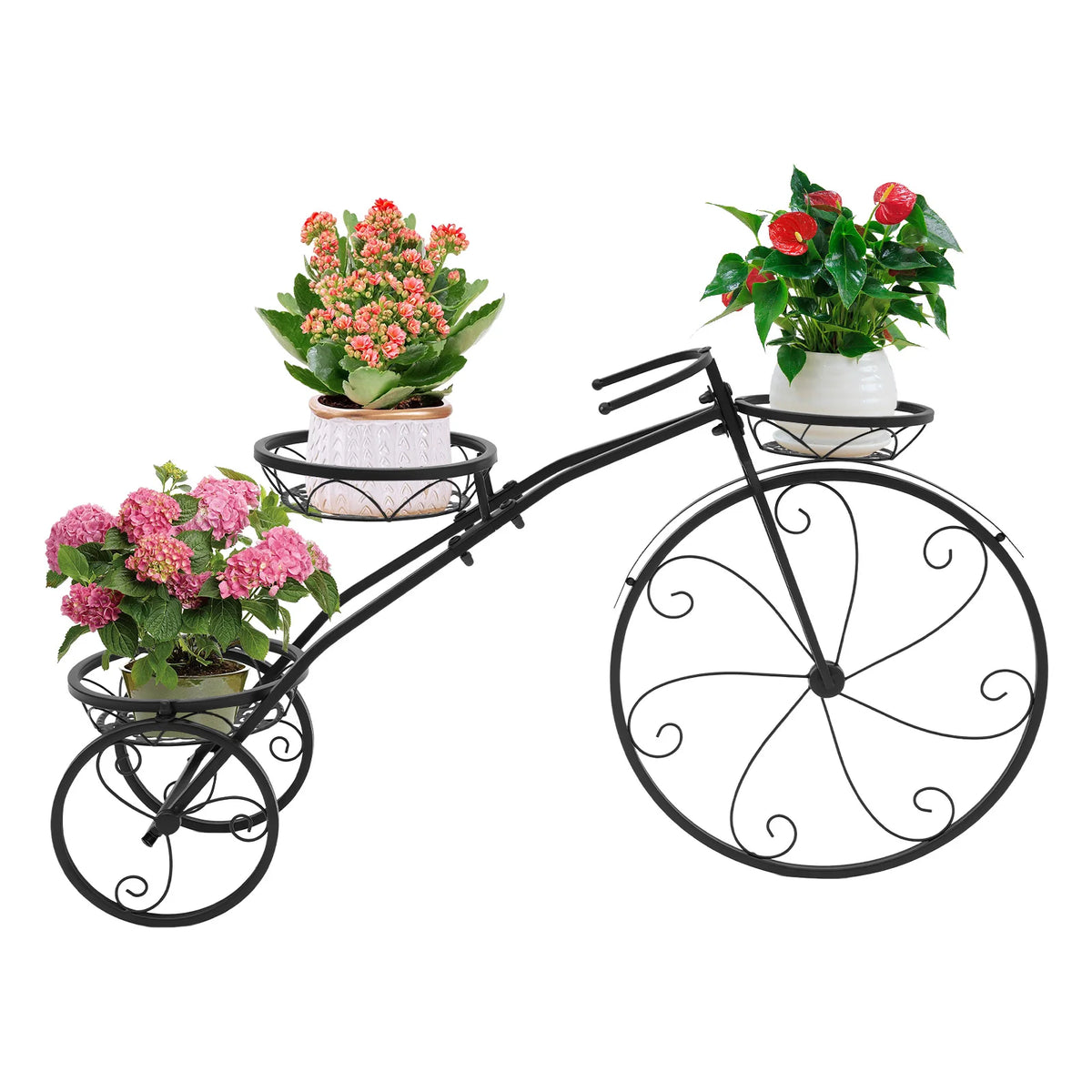 Tricycle Three Tier Iron Plant Stand For Home And Garden Decor