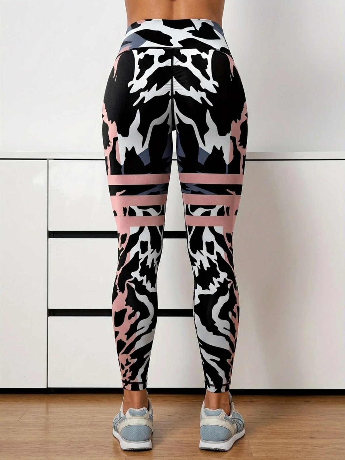 Women's High Waist Leopard Print Stretch Yoga Leggings for Workouts