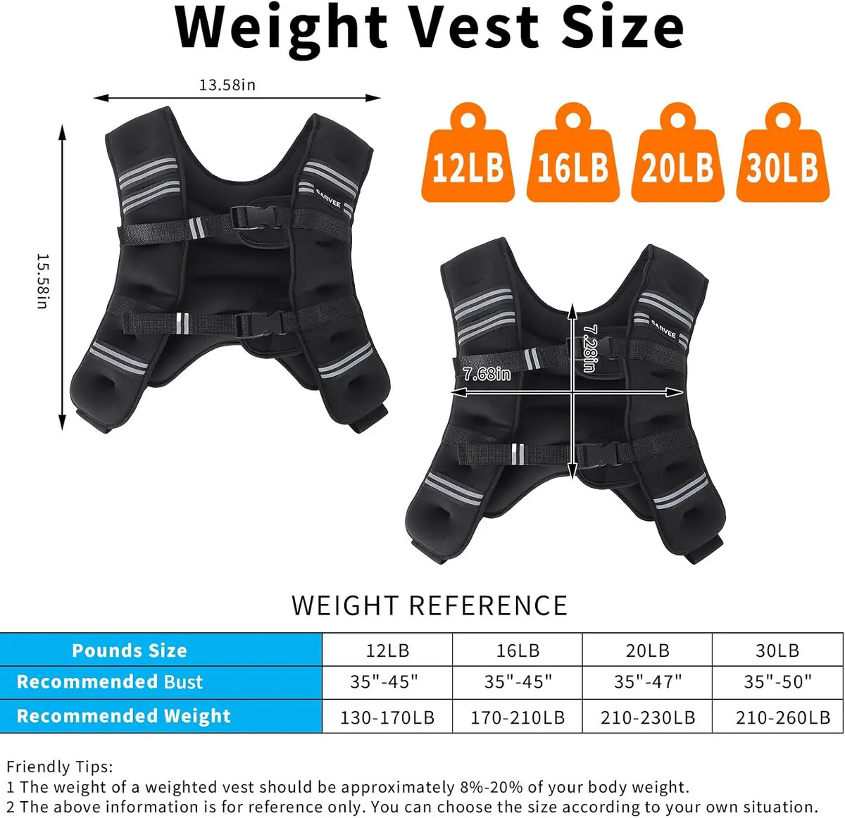 Weighted Workout Vest for Men and Women With Reflective Stripe