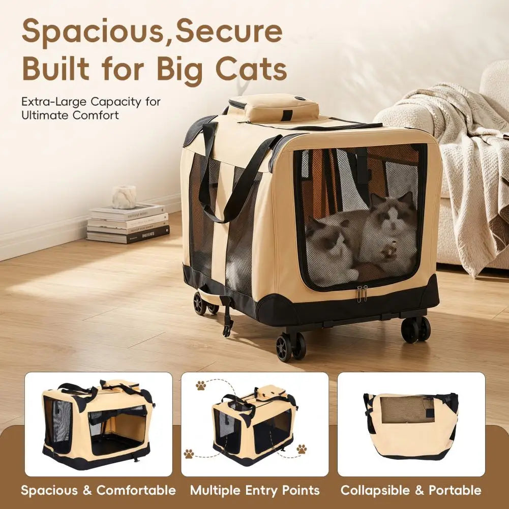 Rolling Cat Carrier With Wheels For Comfortable Pet Travel