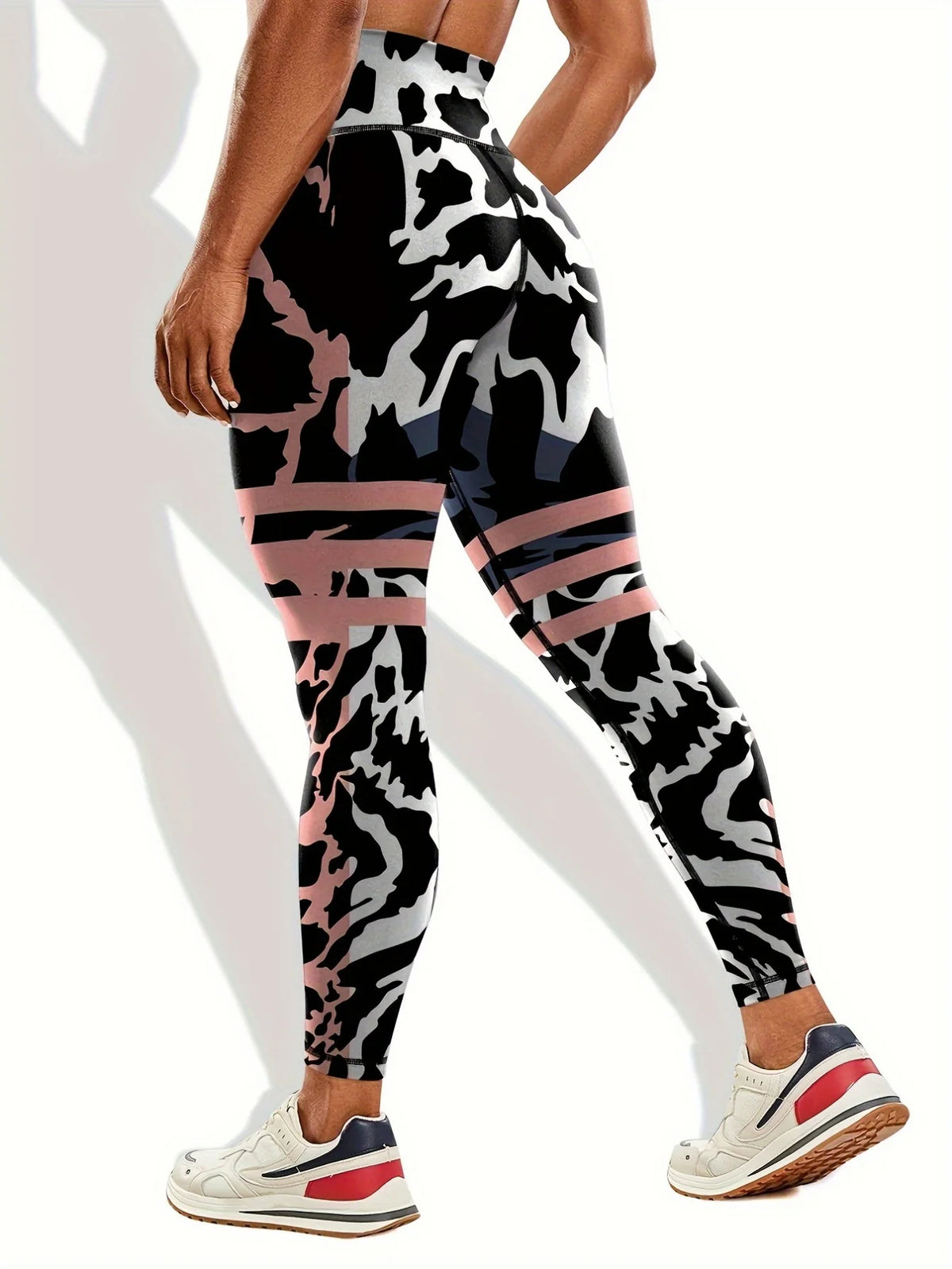 Women's High Waist Leopard Print Stretch Yoga Leggings for Workouts