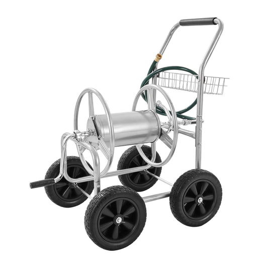 SucceBuy Heavy Duty Garden Hose Reel Cart With Basket】【。