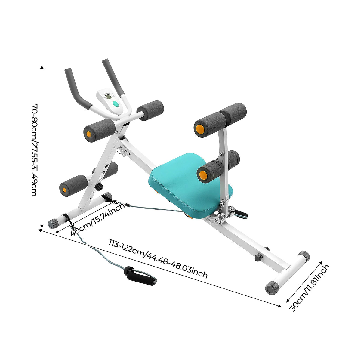 Adjustable Ab Bench With Resistance Bands And Lcd Display