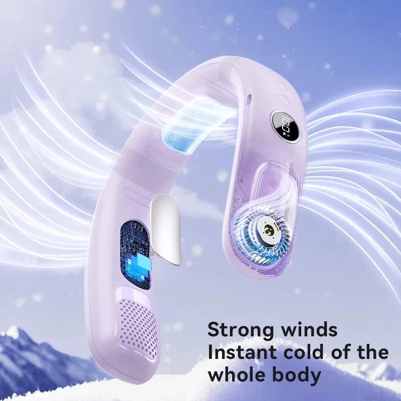 Portable Bladeless Neck Fan With Five Speed Adjustable Cooling