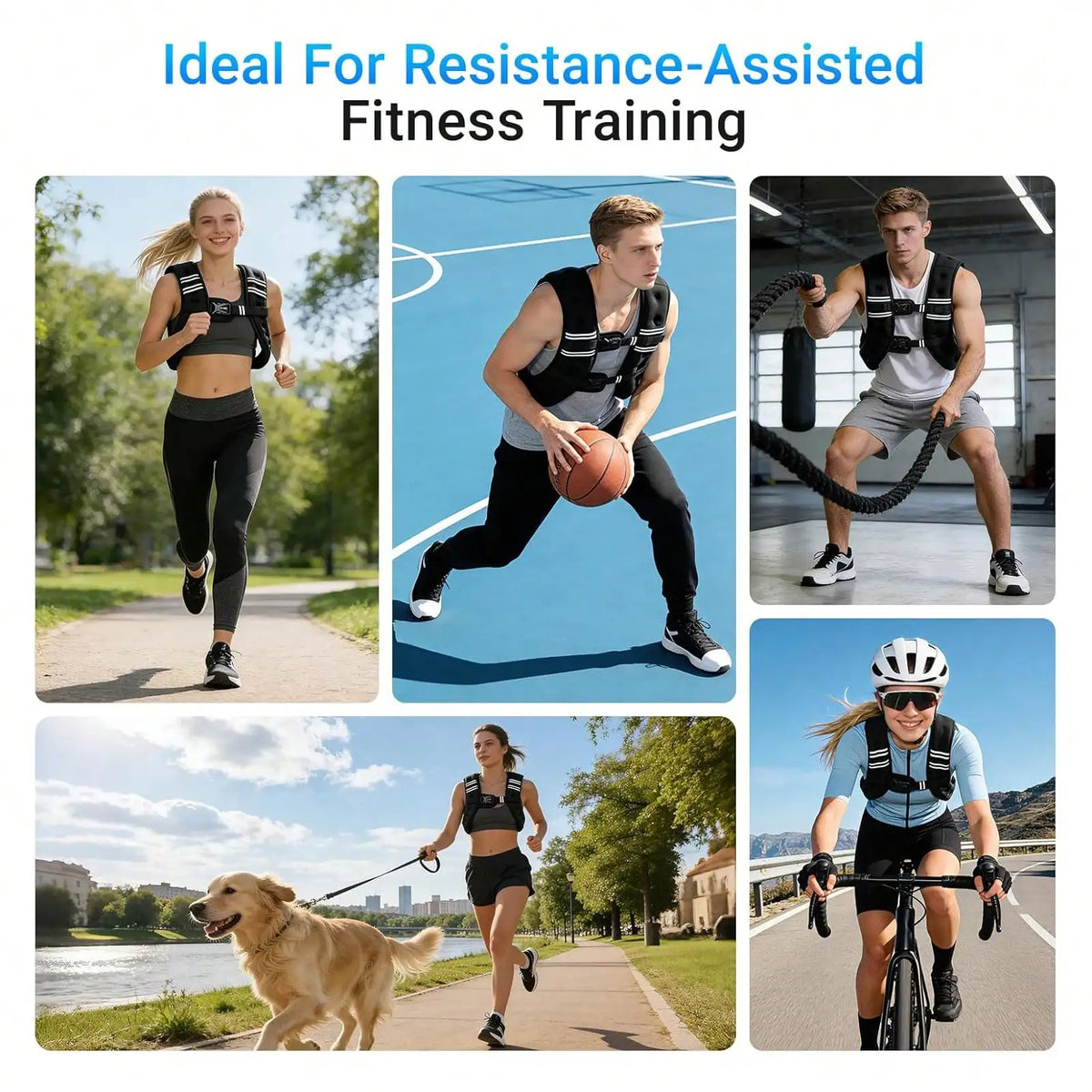 Weighted Training Vest With Buckles, Phone Pocket And Reflective Stripe