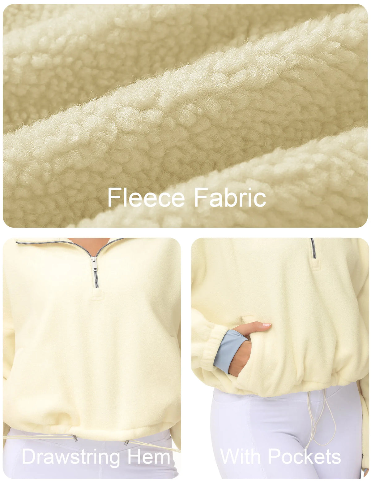 THE GYM PEOPLE Women's Half Zip Fleece Sweatshirt With Pockets