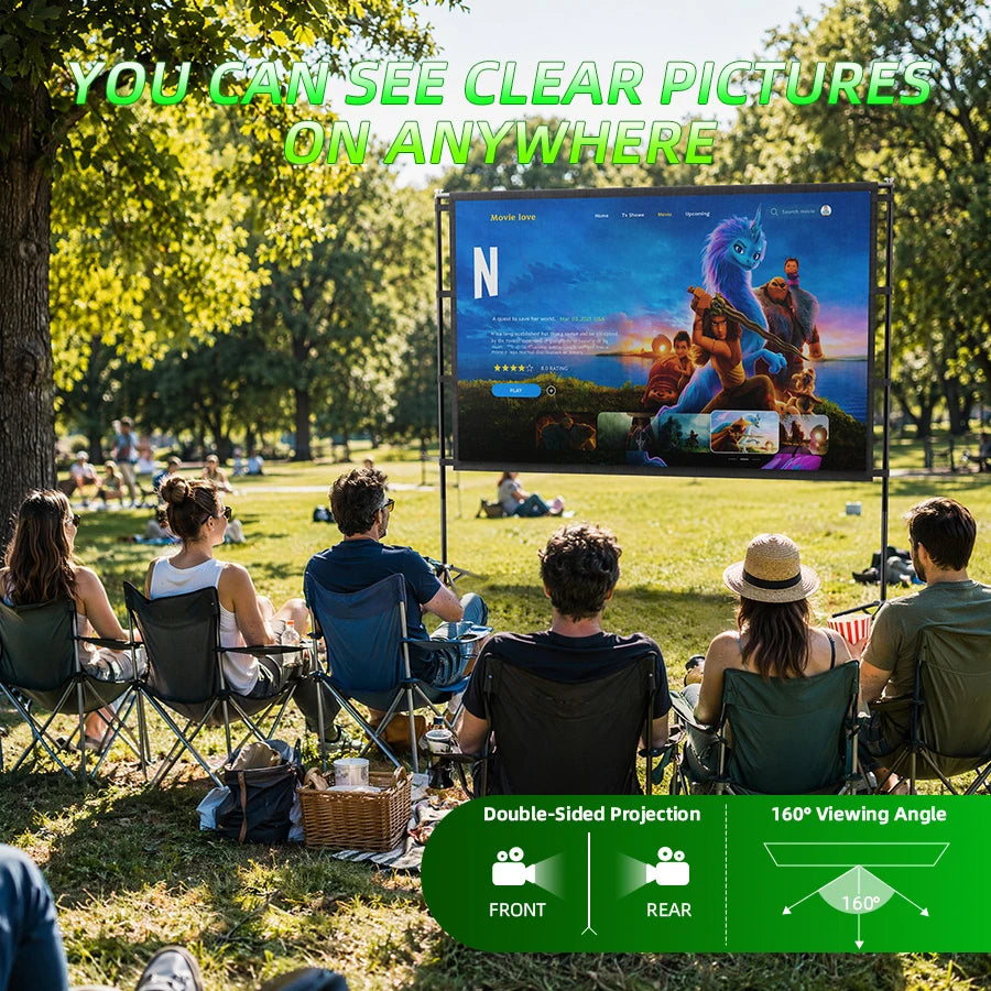 XBJ Portable Projector Screen With Durable Tripod Stand For Outdoors
