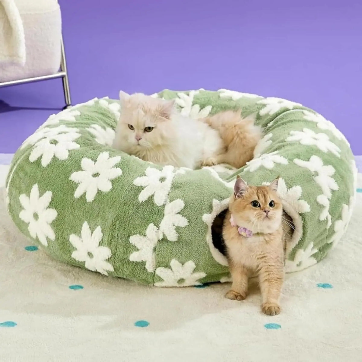 Flower Plush Dachshund Tunnel Bed With Foldable Pet Sofa