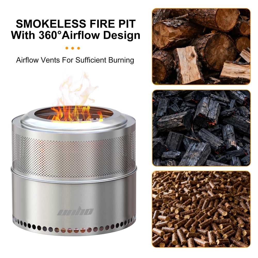 Portable Stainless Steel Smokeless Outdoor Fire Pit For Wood Burning