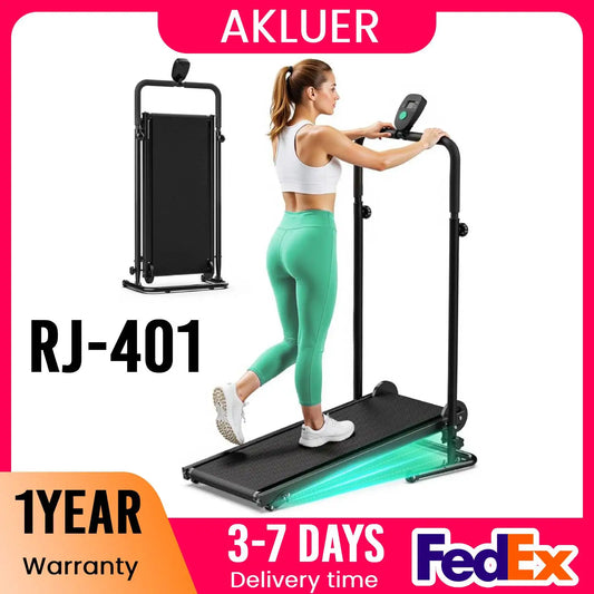 AKLUER Motorless Treadmill With Dual Flywheel Fixed Incline LCD Monitor