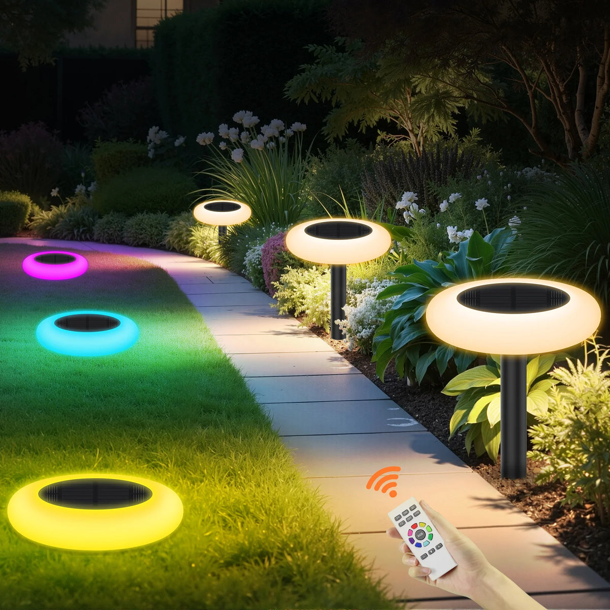 Intelamp Outdoor Solar LED Pathway Lights for Garden and Landscape