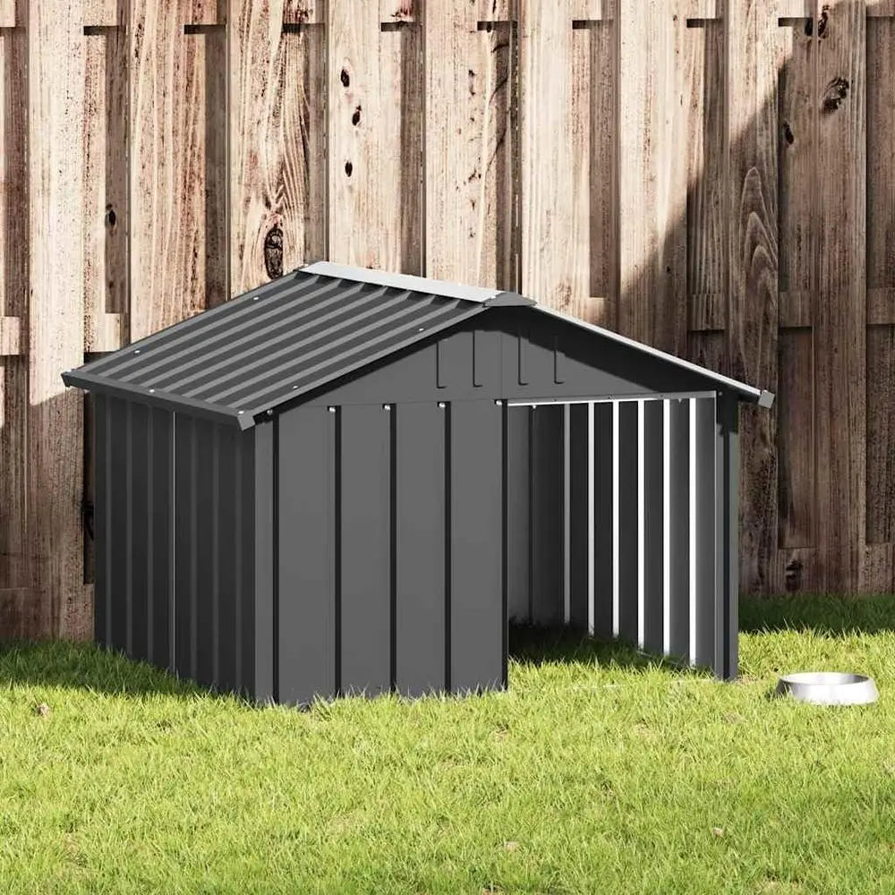 Outdoor Galvanized Steel Dog Kennel With Weatherproof Roof