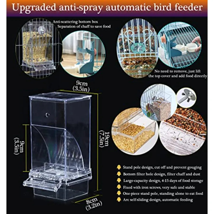 No Mess Bird Feeder and Water Dispenser Set for Budgies and Parakeets