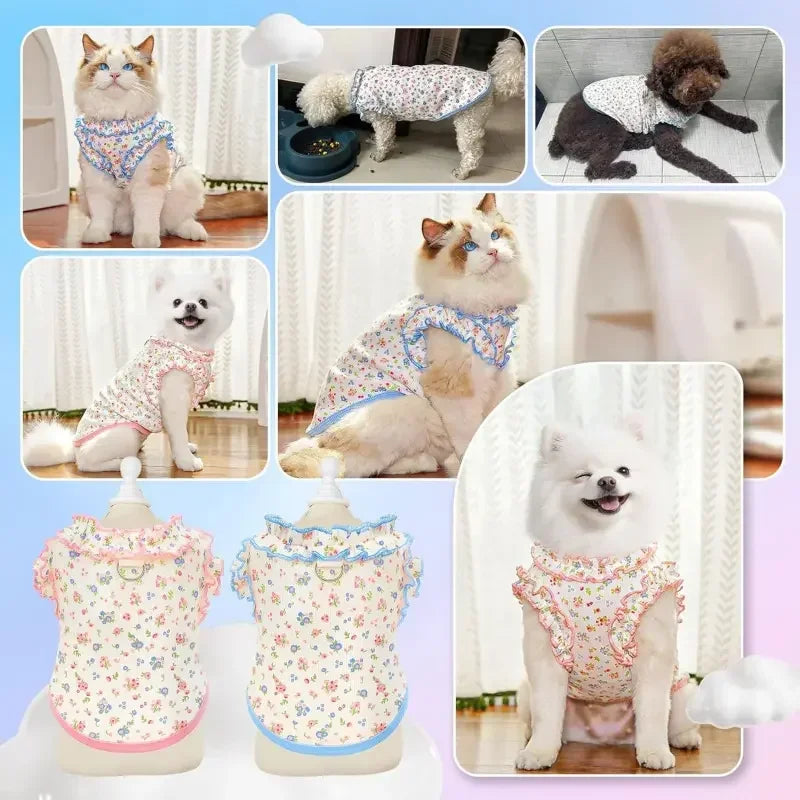 Breathable Summer Pet Shirt With Ruffled Sleeves For Dogs