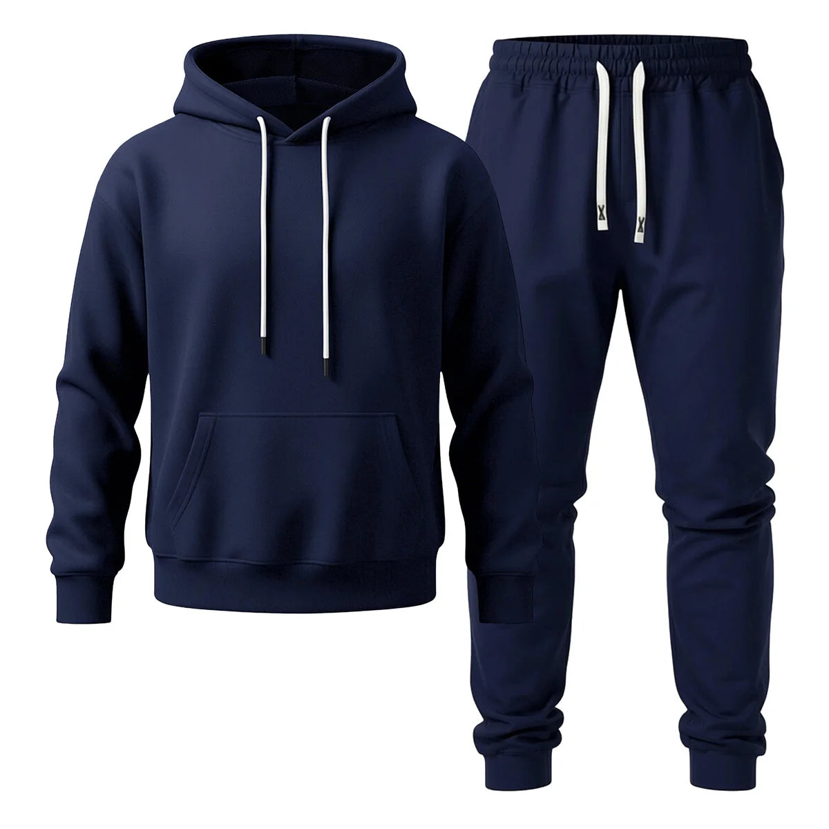 Mens Hooded Sweatshirt and Jogger Pants Two Piece Outdoor Set