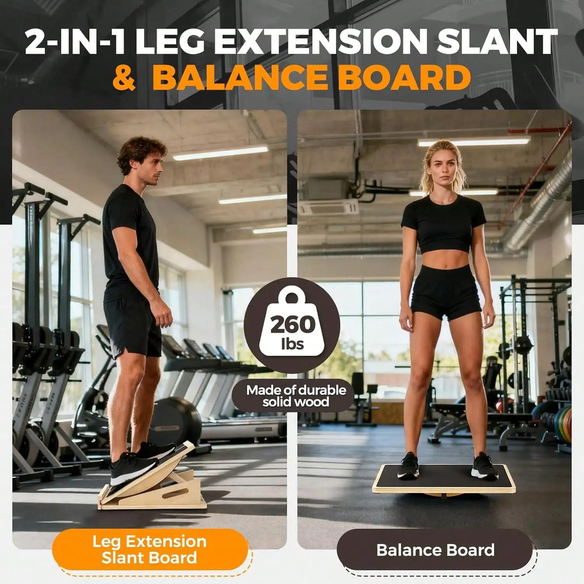 Adjustable Wooden Balance Board Calf Stretcher For Leg Training