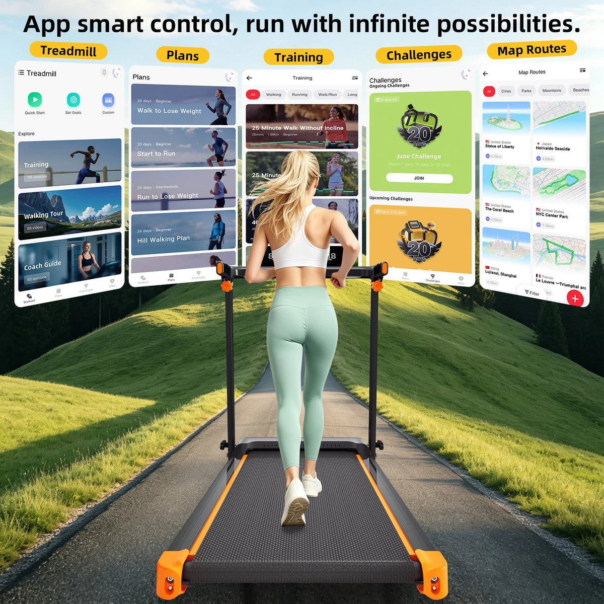 Foldable Walking Pad Treadmill With Adjustable Incline And HIIT Modes