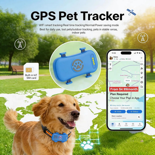 WANWAYTECH 4G GPS Tracker for Dogs and Cats Real-Time Tracking