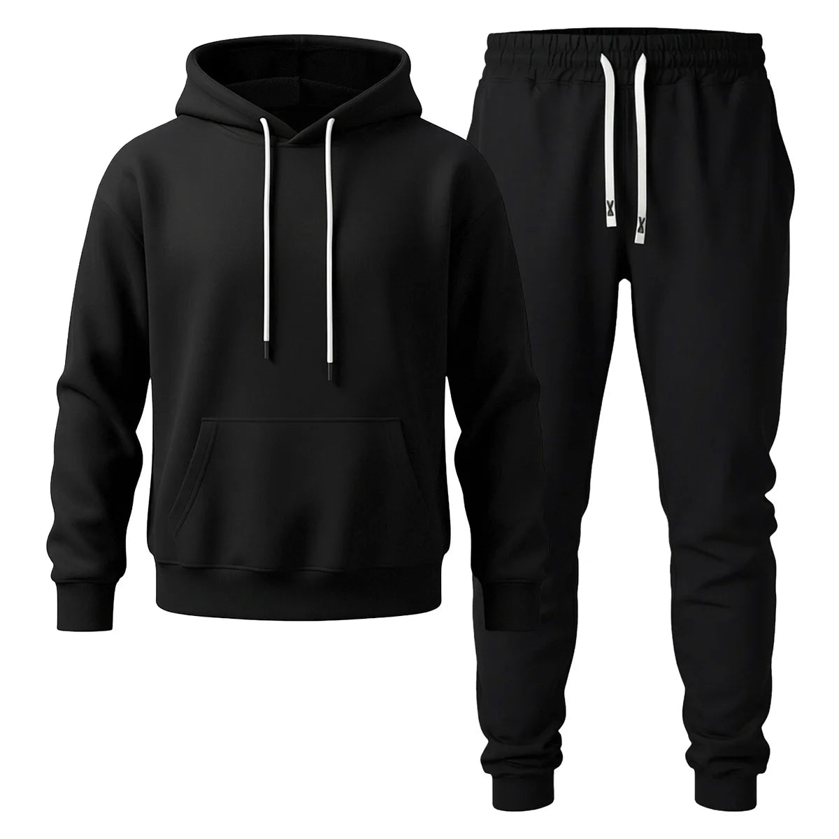 Mens Hooded Sweatshirt and Jogger Pants Two Piece Outdoor Set