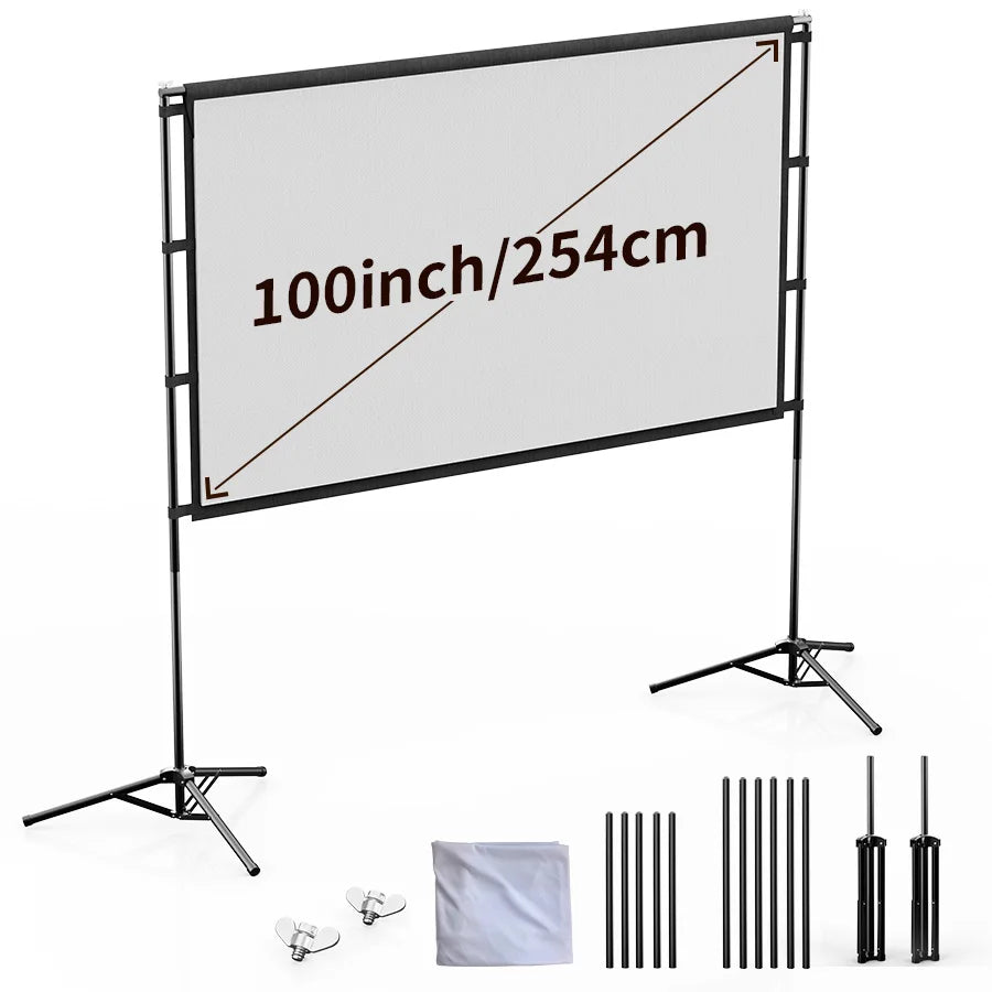 XBJ Portable Projector Screen With Durable Tripod Stand For Outdoors