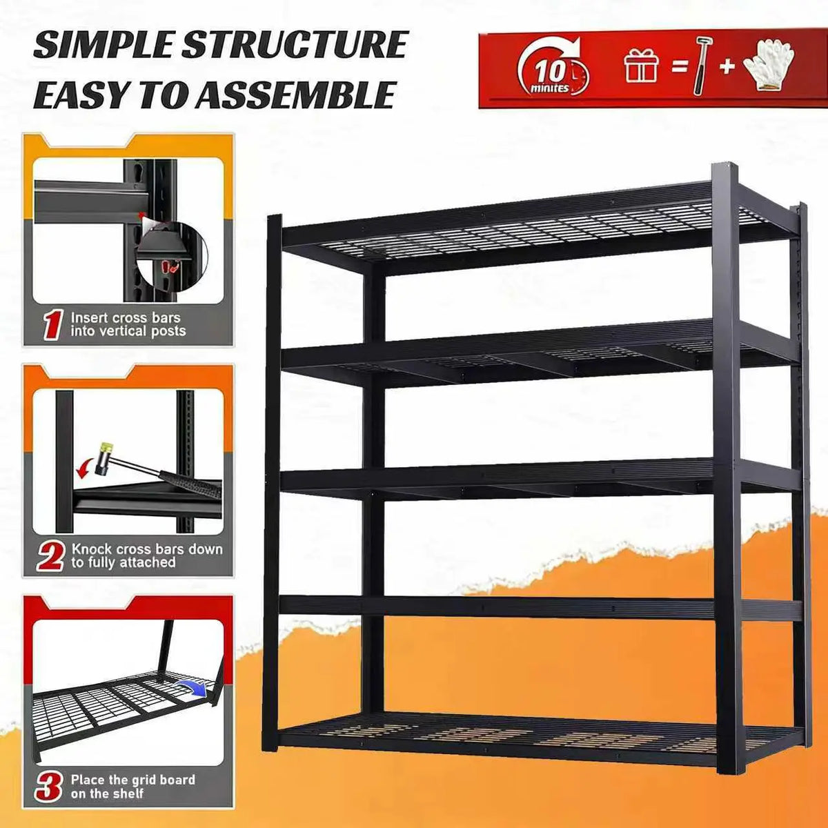 Sarenzoon Commercial Grade Adjustable Double Layer Metal Shelving Rack