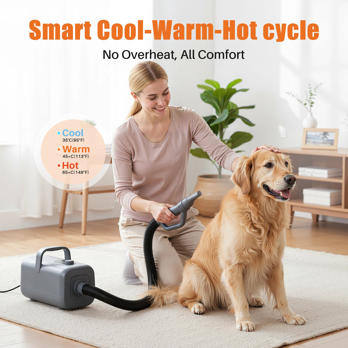 JHK Pet Grooming Vacuum Kit With Adjustable Temperature Blow Dryer