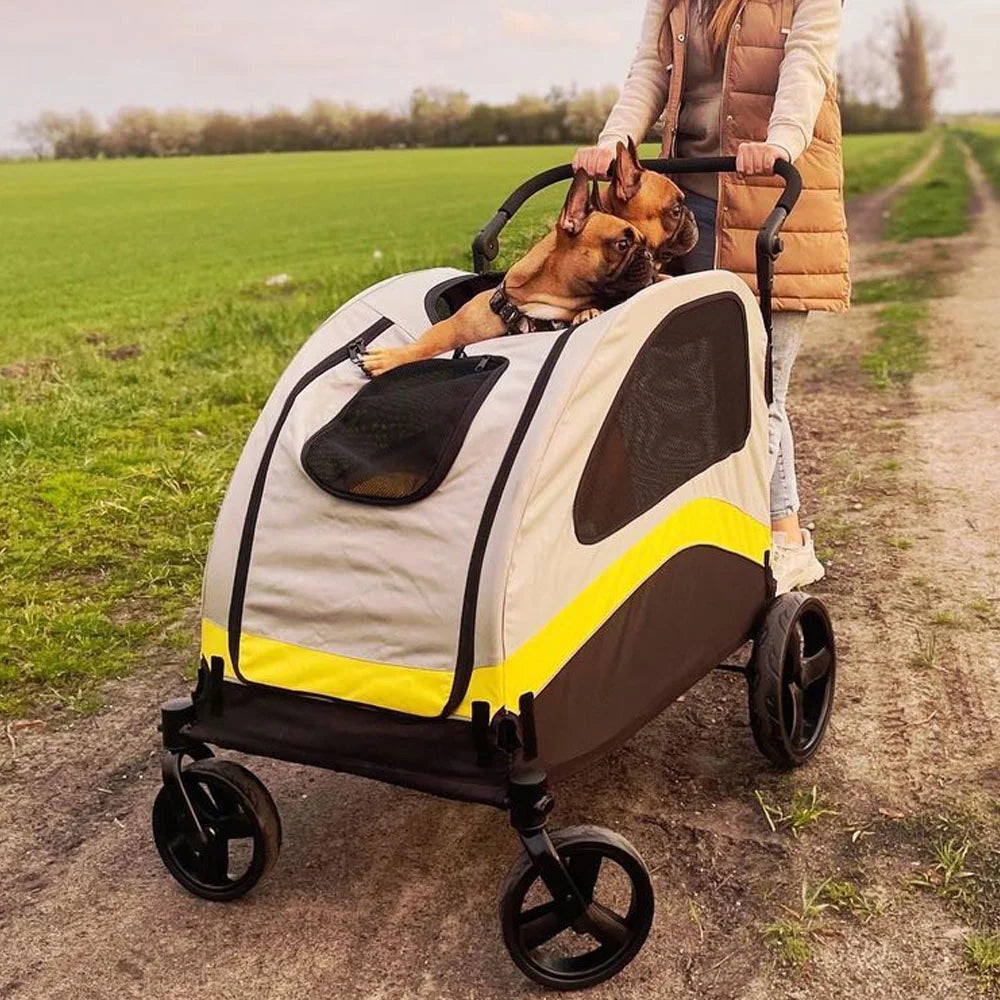 Foldable Dog Stroller Pram With Four Wheels For Travel