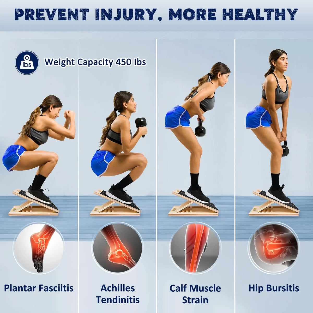 Adjustable Wooden Balance Board Calf Stretcher For Leg Training