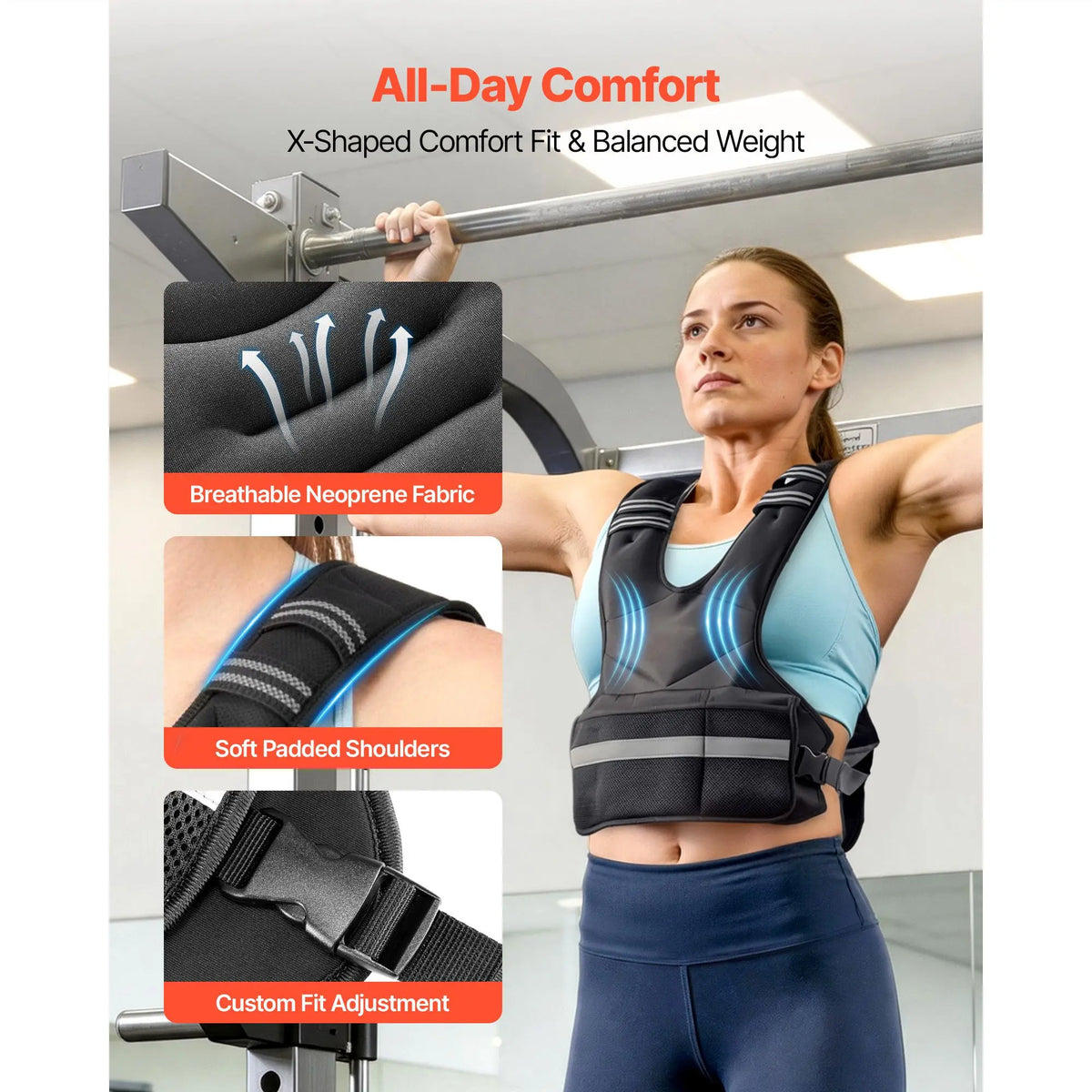 Adjustable Weighted Vest With Removable Packs for Strength Training
