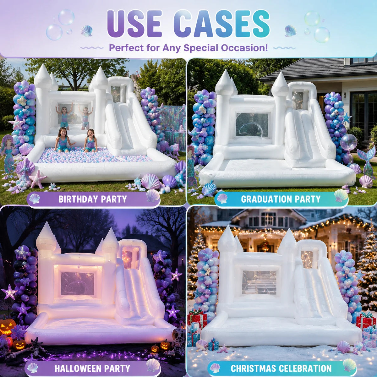 Vancen Spire Top Inflatable Bounce House With Slide Play Zone