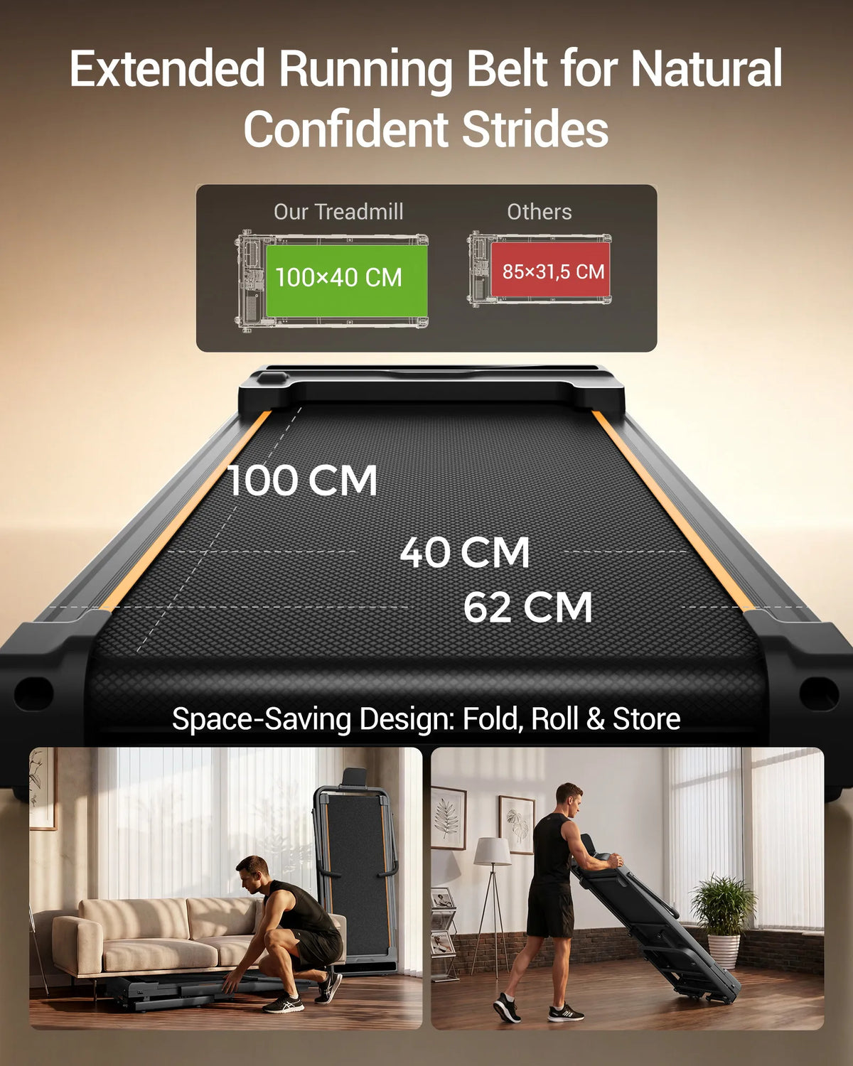 UMAY Electric Treadmill with Incline, LED Display and Shock Absorption
