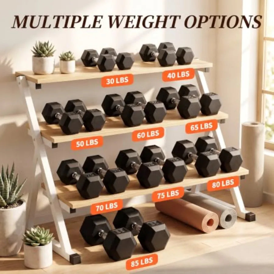 Rubber Coated Hex Dumbbell Set for Strength Training Equipment