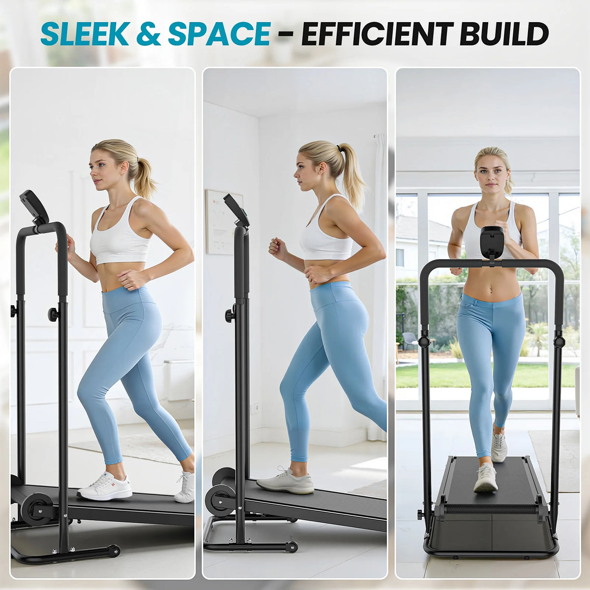 AKLUER Non Motorized Treadmill With Adjustable Incline And LCD Monitor