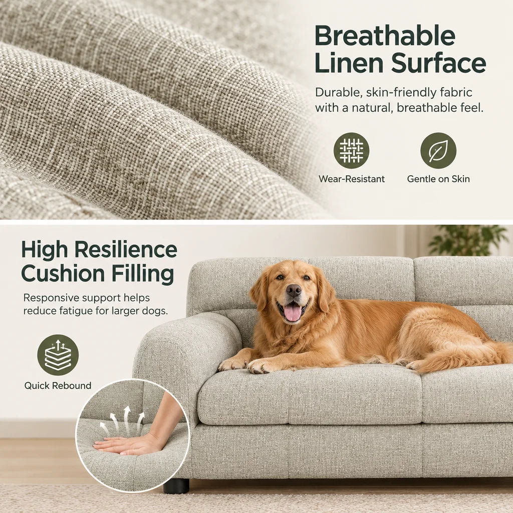 Breathable Dog Sofa Bed With Supportive Backrest And Armrests