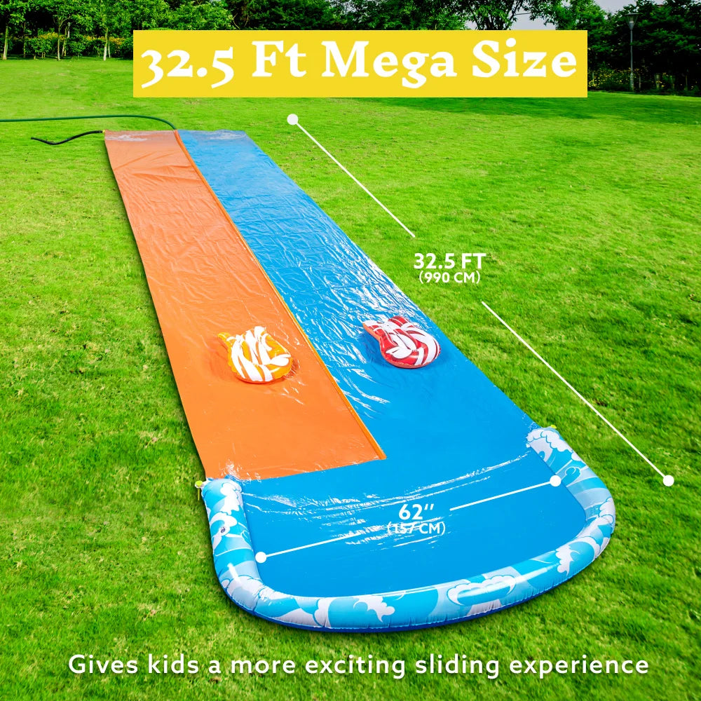 Joyfy Inflatable Water Slide Dual Racing Lanes Splash Sprayer