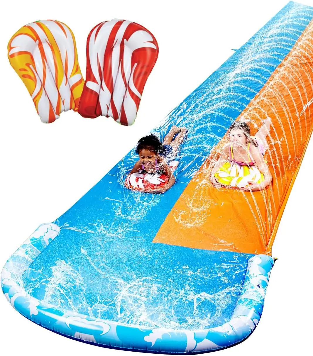 Joyfy Inflatable Water Slide Dual Racing Lanes Splash Sprayer